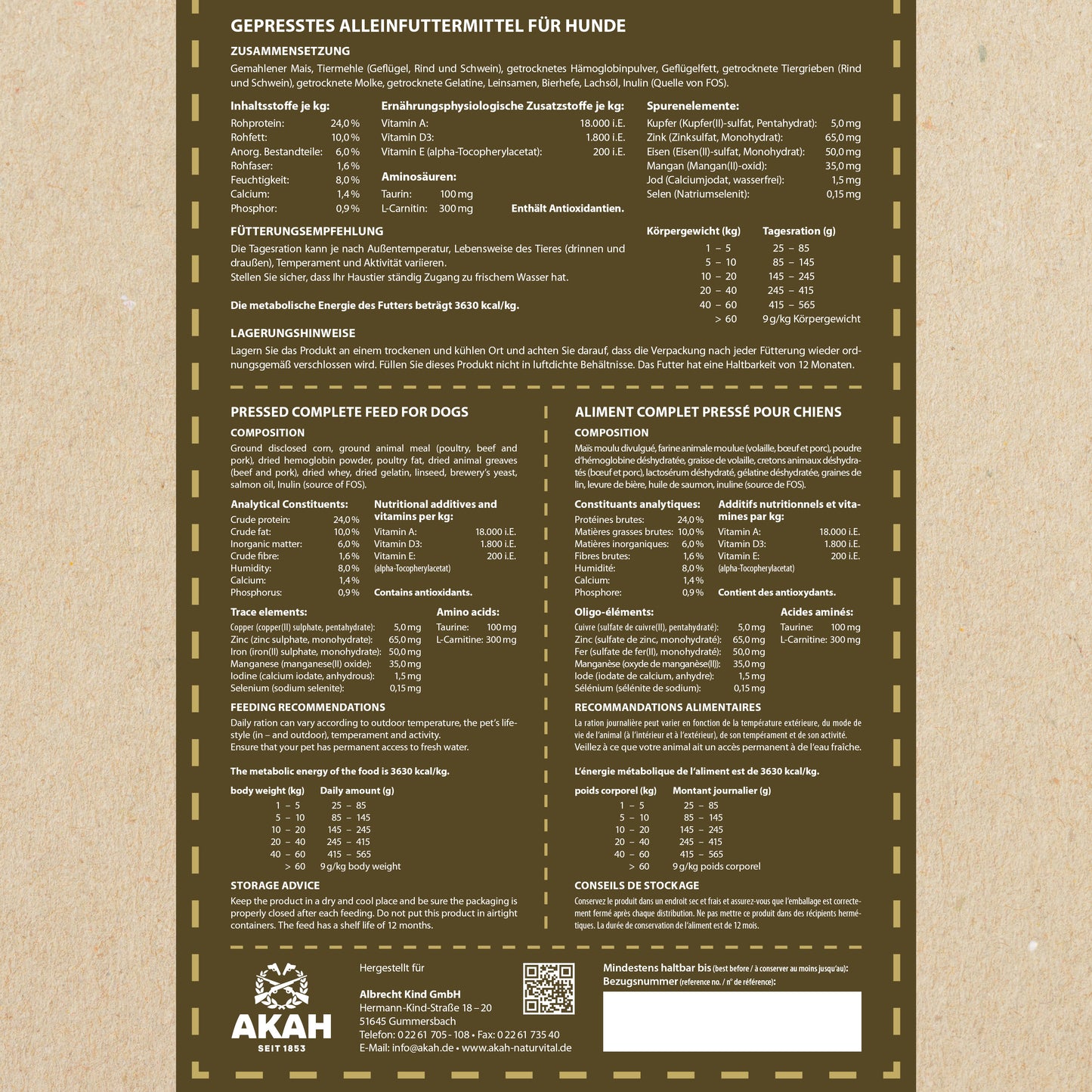 AKAH NaturVital® STANDARD Hundefutter - Hunters World 