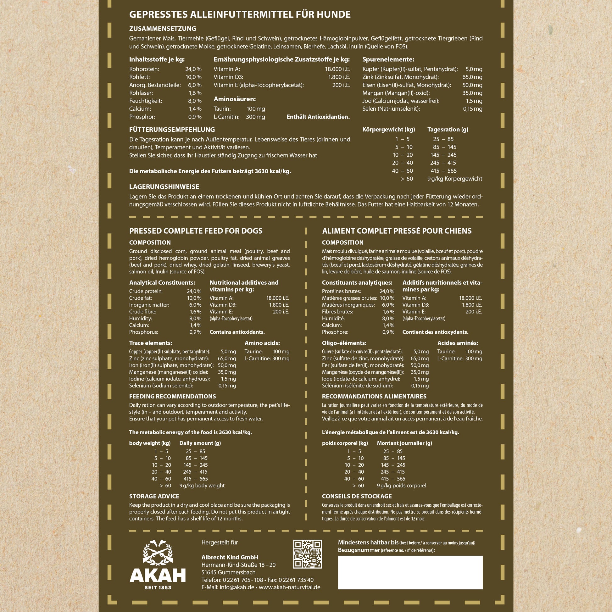 AKAH NaturVital® STANDARD Hundefutter - Hunters World 