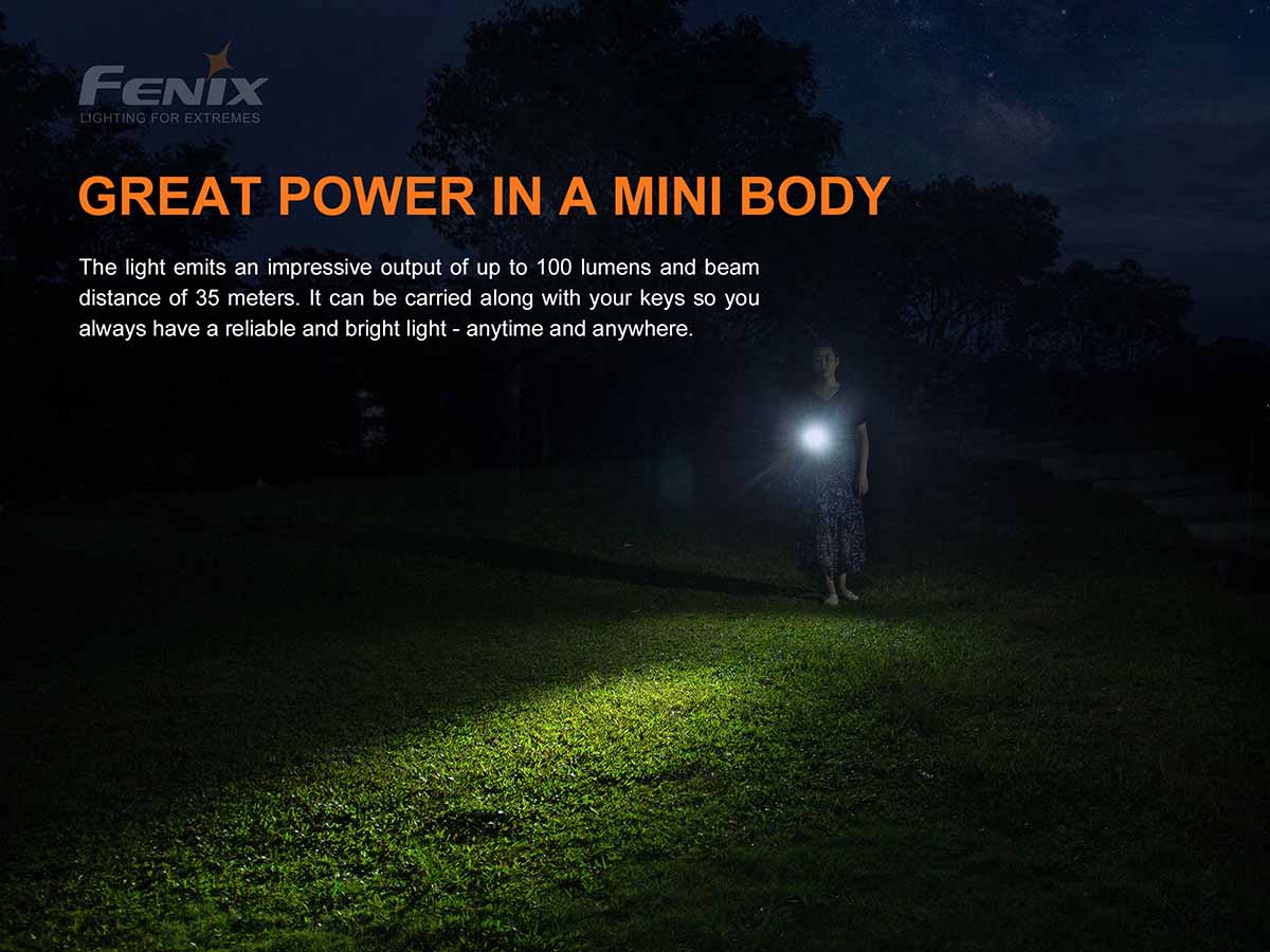 Fenix E01 V2.0 LED Schlüsselbundleuchte schwarz, Ansicht 4