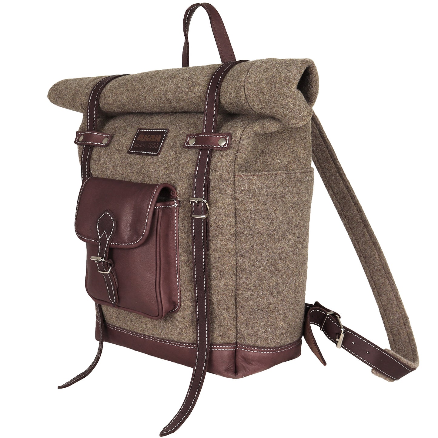 AKAH Rolltop-Rucksack aus Wollfilz und Olivenleder - Hunters World 