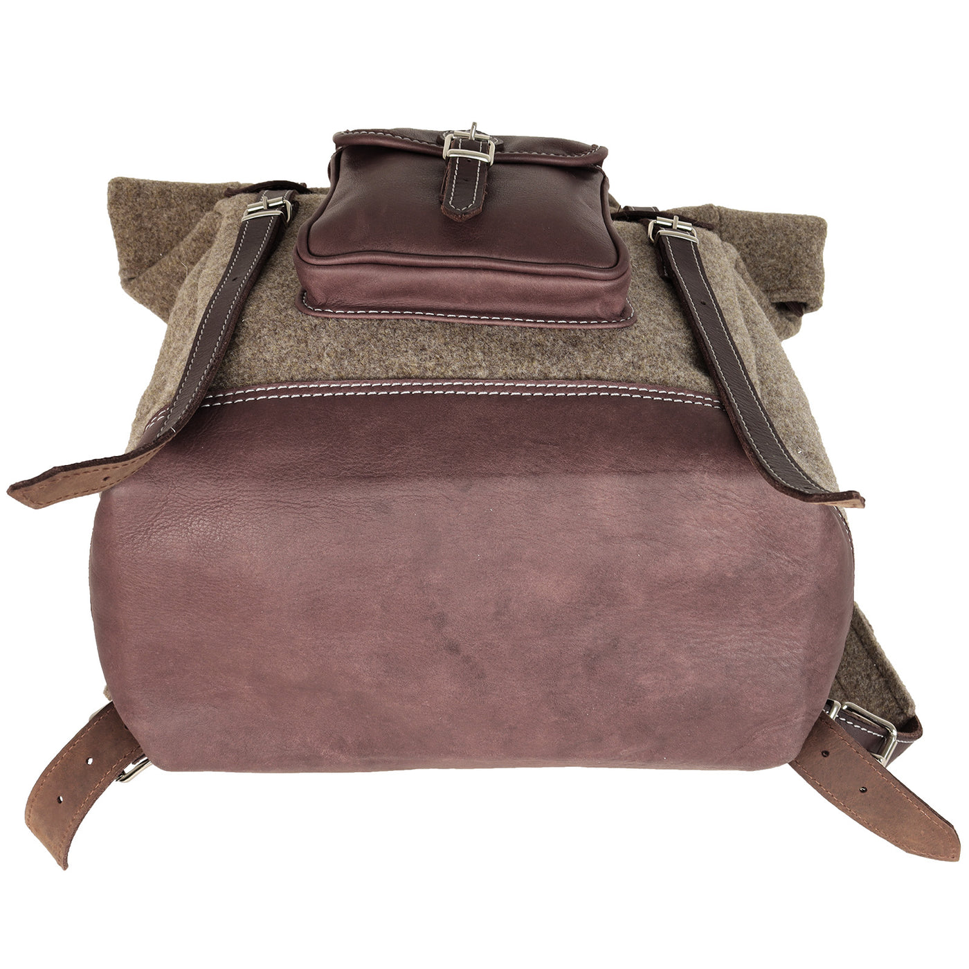 AKAH Rolltop-Rucksack aus Wollfilz und Olivenleder