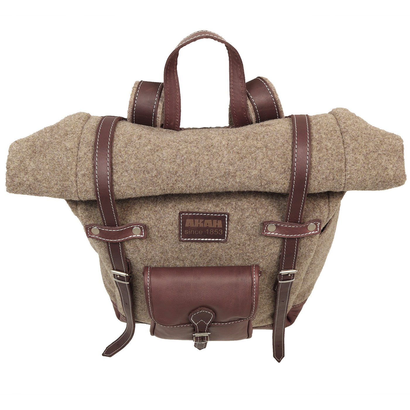 AKAH Rolltop-Rucksack aus Wollfilz und Olivenleder