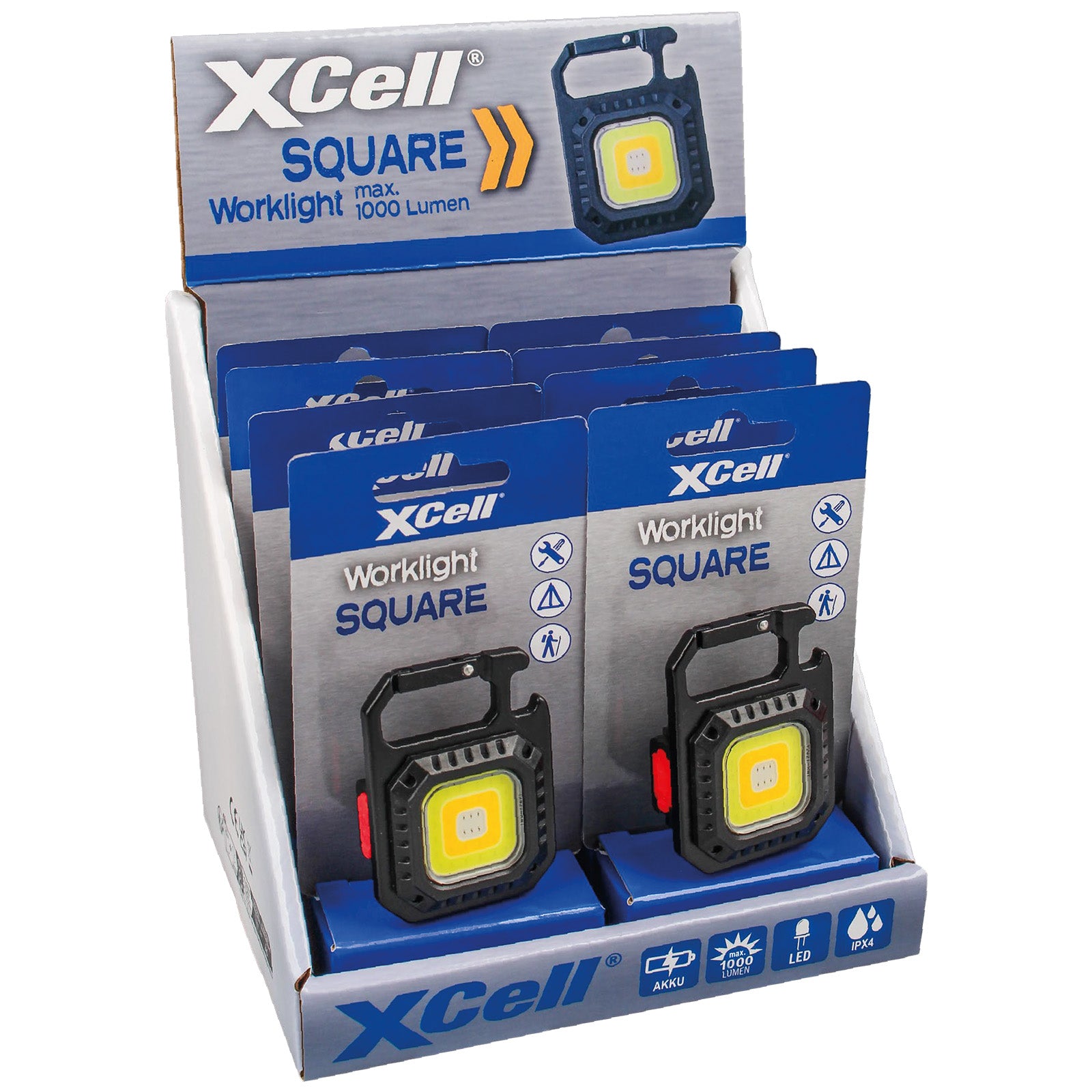 XCell Work Square LED-Akku-Leuchte (Display 8 Stück) - Hunters World 