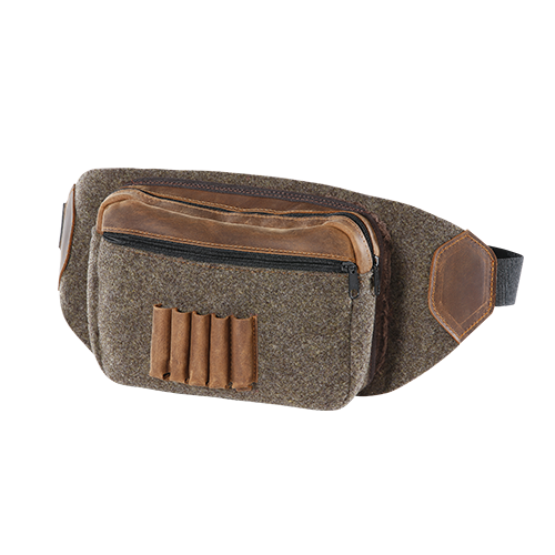 Bauchtasche aus Wollfilz mit Leder