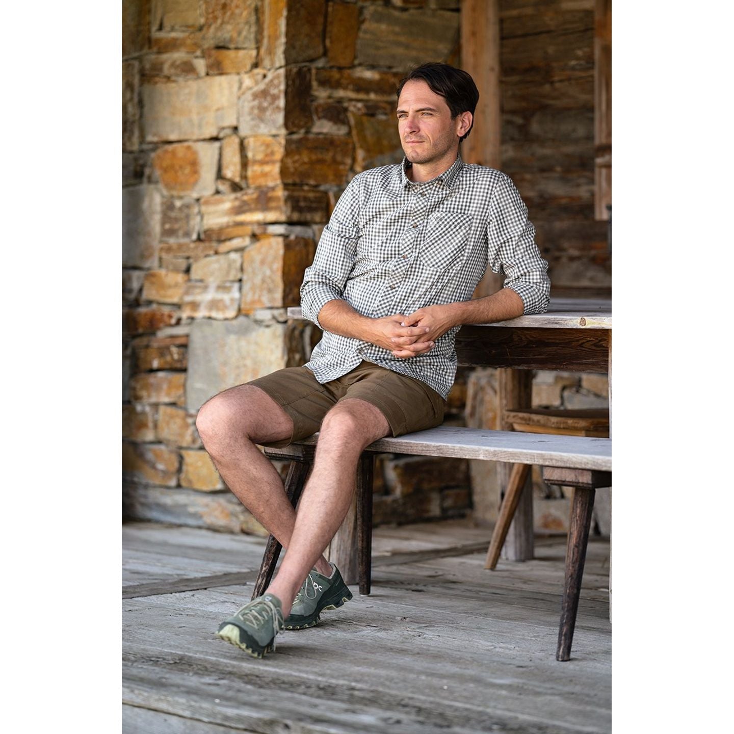 Stretch Hemd Serge rot / weiß - Hunters World 