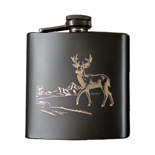 Edelstahlflasche, Cog.Fl.Hirsch 180ml schwarz