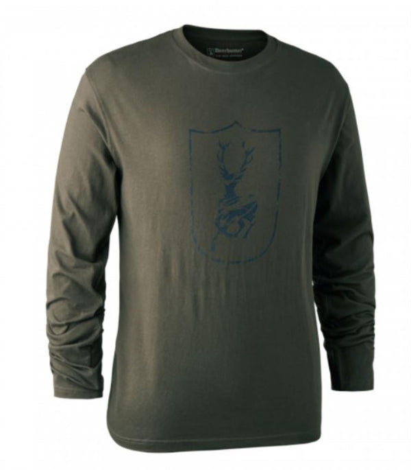 Deerhunter Logo T-Shirt Langarm Herren, oliv