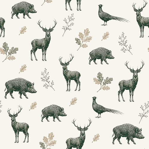 Geschenkpapier, beige, mit Jagdmotiven, 70 cm