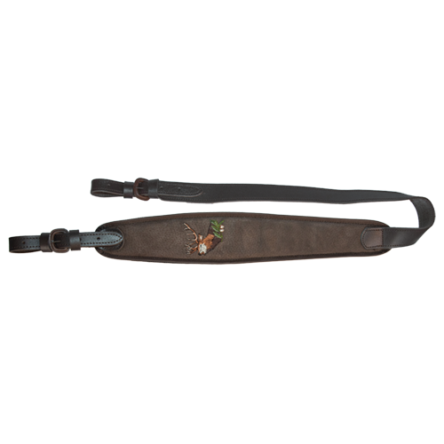 Gewehrriemen aus kräftigem Leder, 70 mm breit mit Gummiunterlage, Gewehrrie. breit Leder/Keiler, Ansicht 2
