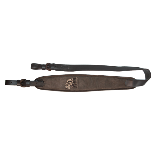 Gewehrriemen aus kräftigem Leder, 70 mm breit mit Gummiunterlage, Gewehrrie. breit Leder/Hirsch, Ansicht 2