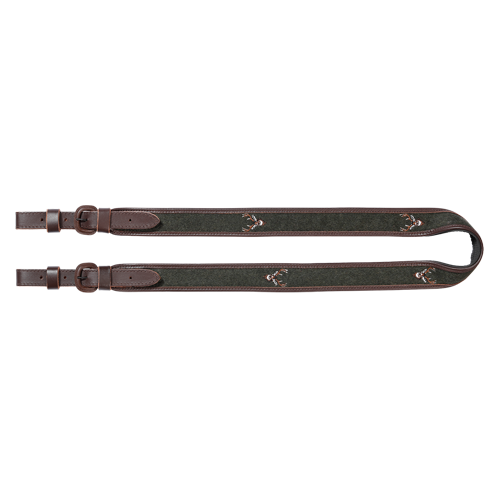Gewehrriemen aus kräftigem Leder, Gewehrrie.Loden/Stick.Hirsch