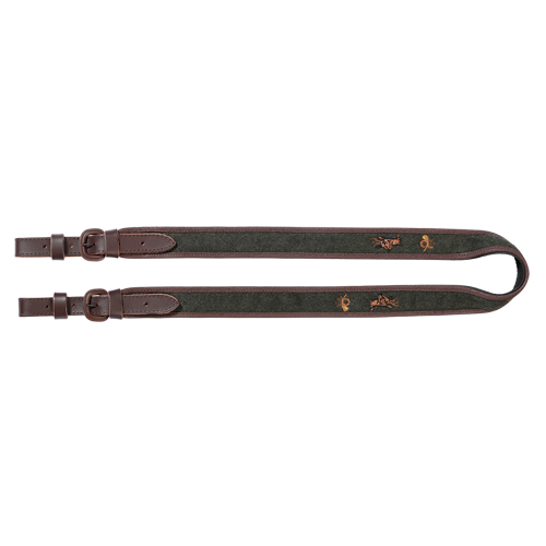 Gewehrriemen aus kräftigem Leder, Gewehrrie.Loden/Stick.Reh/Horn