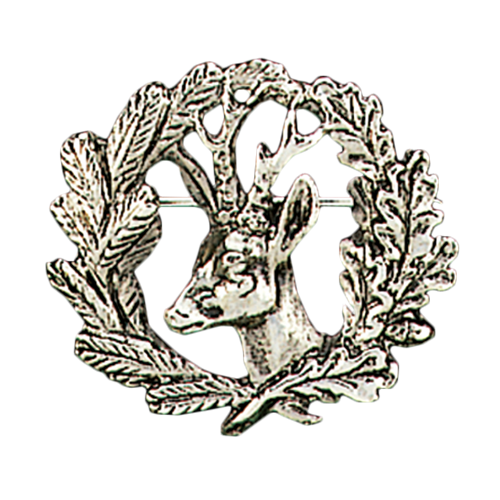 Hutnadel aus Alpaka, versilbert, Reh, 3 cm Ø, Reh