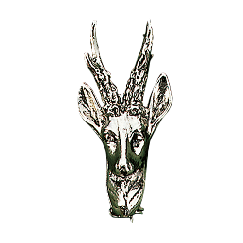 Hutnadel aus Alpaka, versilbert, Rehbock, 3,5 cm, Rehbock