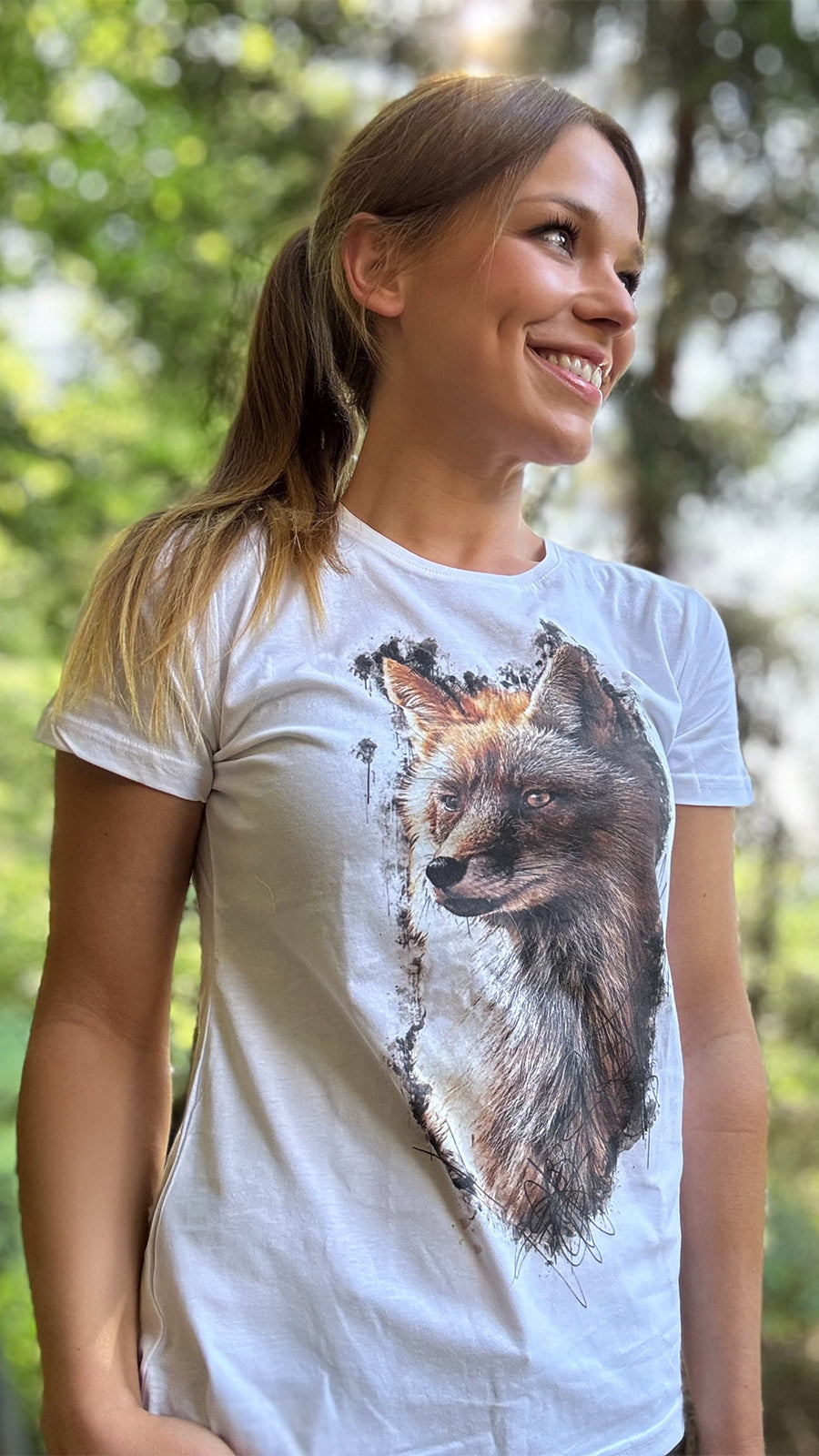 ALMTRACHT T-Shirt Damen Fuchs, weiß