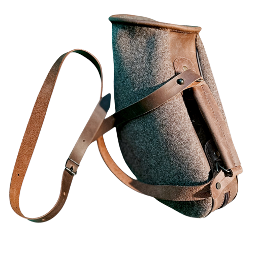 Jagdhorntasche aus Wollfilz mit Leder, Ansicht 2