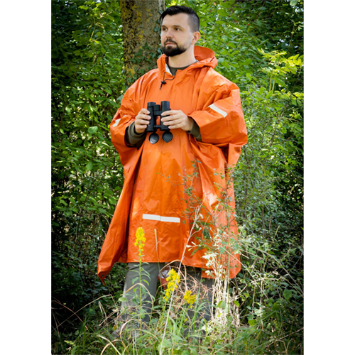 Jagdponcho, mit Kapuze, Orange Reflektor