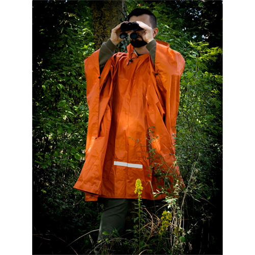 Jagdponcho, mit Kapuze, Orange Reflektor, Ansicht 2
