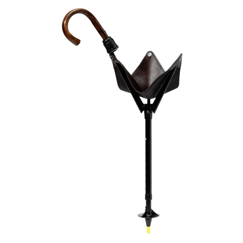 Jagdsitzstock mit Ledersitz, Verst.Met.