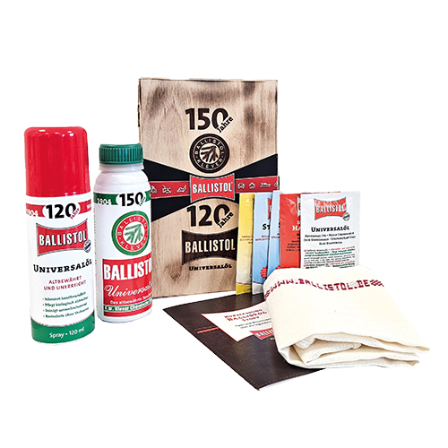 Jubiläumsholzbox Ballistol Universalöl – 120 Jahre Made in Germany
