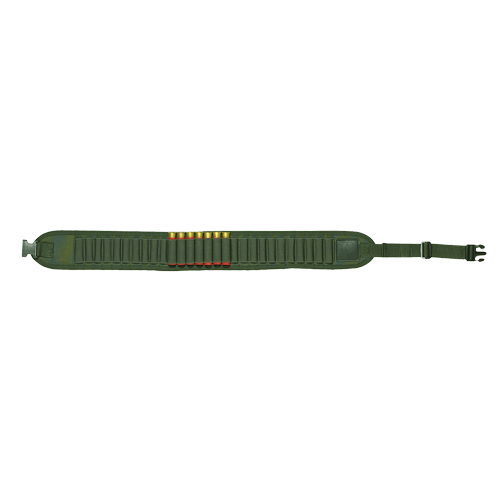 Patronengürtel aus Nylongewebe grün, für Kal. 12 + 16, für 20 Patronen, offen, Patr.Gürtel C/grün off 140cm