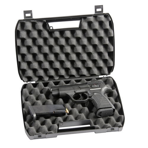 Pistolenkoffer aus Polypropylen, schwarz, innen Noppenschaumeinlage, Pist.Kof. 30x19x6 NS, Ansicht 3