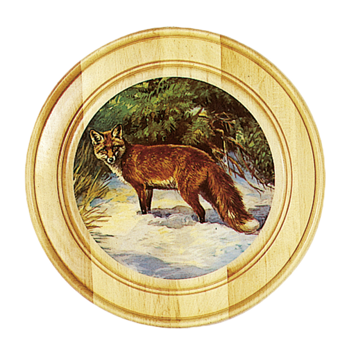 Schützen- und Ehrenscheibe, aus Massivholz hell, Motiv Fuchs, Schü-Schei.30 Fuchs, Ansicht 3