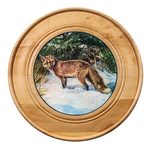 Schützen- und Ehrenscheibe, aus Massivholz hell, Motiv Fuchs, Schü-Schei.40 Fuchs, Ansicht 3