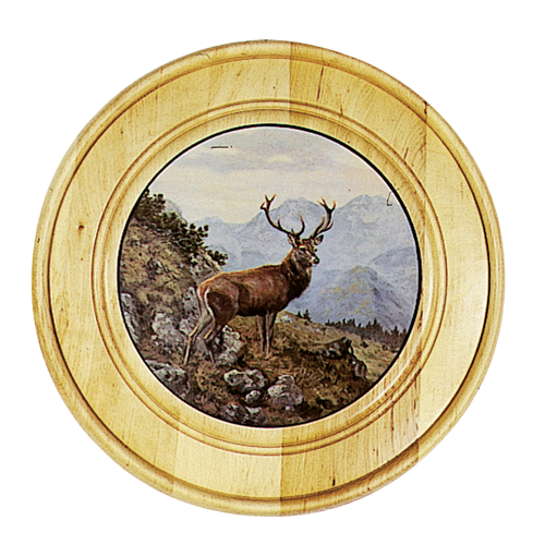 Schützen- und Ehrenscheibe, aus Massivholz hell, Motiv Hirsch, Schü-Schei.30 Hirsch, Ansicht 3