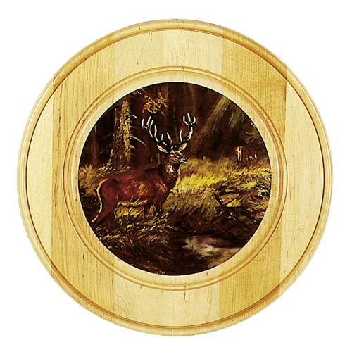 Schützen- und Ehrenscheibe, aus Massivholz hell, Motiv Hirsch, Schü-Schei.40 Hirsch, Ansicht 4