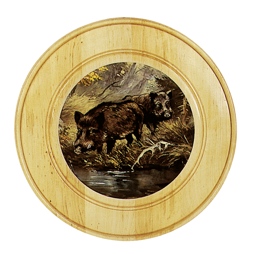 Schützen- und Ehrenscheibe, aus Massivholz hell, Motiv Keiler, Schü-Schei.40 Keiler, Ansicht 4