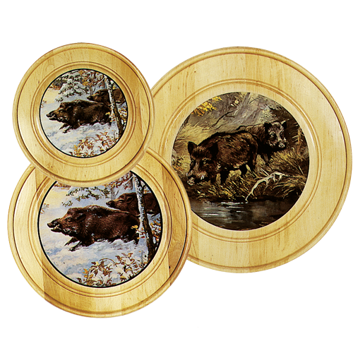 Schützen- und Ehrenscheibe, aus Massivholz hell, Motiv Keiler, Schü-Schei.50 Keiler, Ansicht 2