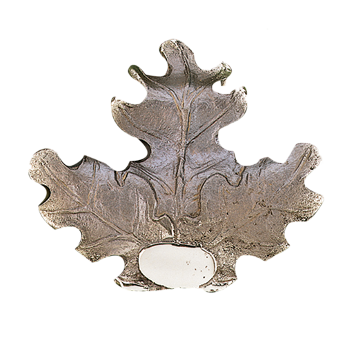 Schweres massives Keilerwaffendeckblatt, Messing, 9 x 8 cm, Eichenlaub, Keilerw.Deckbl. Messing