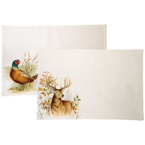 Tischset wendbar, 48 x 33 cm, 91% Baumwolle, 9% Polyester, Deer/Pheasant