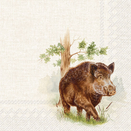 Zelltuchservietten, 20 Stück im Cellopack, Keiler, Wild Boar